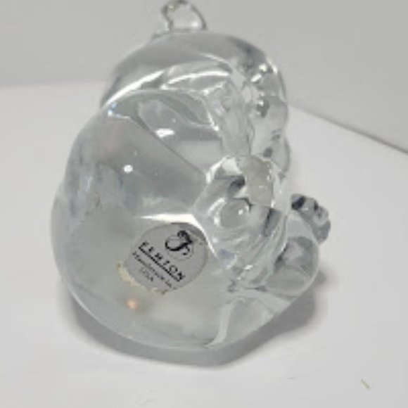 VINTAGE FENTON CLEAR GLASS BIRTHDAY BEAR FEBRUARY PURPLE AMETHYST COLORED HEART - Picture 4 of 5